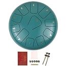 Essenza 8 Inch 11 Notes Alloy Steel Tongue Drum - Perfect Percussion Musical Instrument for Kids and Adults - Handpan Drum for Meditation, Yoga - Includes Mallets, Finger Picks & Travel Bag