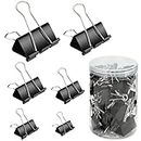 Binder Clips, 145 Pcs 6 Assorted Sizes Paper Clips with Plastic Box, Metal Paper Clips Clamps for Office, School and Home Supplies, Black