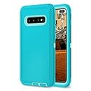 Galaxy S10 Plus Case Galaxy S10+ Case for Samsung Galaxy S10 Plus Case Military Drop Shockproof Armor Heavy Duty Rugged 3 in 1 Protection Cover for Galaxy S10 Plus S10+ Phone Case Teal+Light Green