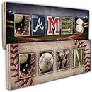 Personalized Baseball Wood Sign with Artistic Name - 7"x18" Inches - Customize this Sports-Themed Wooden Board for Home, Wall, or Room for Men, Boys