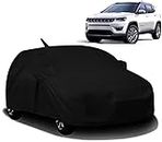 RAIN SPOOF Waterproof Car Body Cover All Accessories Compatible for Jeep Compass with Mirror Pocket Uv Dust Proof Protects from Rain and Sunlight | Black