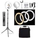 Techzere® Camera Photo/Video Dimmable Ring Light 18” with 240 Pcs LEDs. 5500K with Plastic Filter Set & DSLR/Mobile Adapter, Carry Bag