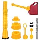 Tanstic 9Pcs Gas Can Spout Replacement Kit, Gas Can Nozzle Replacement with Flexible Nozzle, Screw Collar Caps, Gas Can Vent Caps, Thick Rubber Pad, Spout Cover, Drill Bit, Fit for Most Cans
