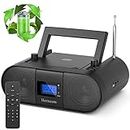 CD Player Portable, FM Radio with Dual Stereo Sound System, Rechargeable Bluetooth Boombox with Remote Control, Playback CD/CD-R/CD-RW/MP3, Support USB & AUX-in, Headphone Output