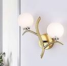 VRCT Milky Glass Globe Wall Mounted Lamp Simplicity Lights Gold Twig Designed Wall Sconce Lighting (Butterfly) ,Corded Electric