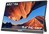 ARZOPA Portable Monitor, 15.6" 1920×1080 FHD IPS Portable Monitor for Laptop with Kickstand, Ultra-Slim Second screen for Laptop/PC/Mac/PS3/4/5/Xbox - USB C & HDMI Connectivity - A1