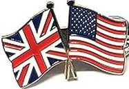 Mainly Metal ™ Enamel Pin Badge Friendship Flags USA UK GB (United States United Kingdom Great Britain) 30mm