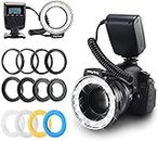 Macro Led Ring Flash Light with 48leds, Emiral - Camera light, LCD Display, Camera lighting, Adapter Rings and Flash Diffuser for Nikon Canon and Other DSLR Cameras (8 adapters)
