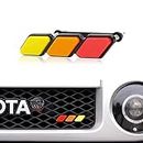 Gseigvee 1 Pack Car Grille Decor Badge, 4.7In x 0.98In Tri Color Diamond-Shaped Logo, Center Mesh Sign, Compatible with Toyota 4Runner Tacoma Tundra & Other Car Slotted Grille (Yellow, Orange, Red)