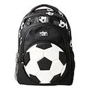 Smiggle Goal Kids Backpack for Boys & Girls with Laptop Compartment and Dual Drink Bottle Sleeves | Football Print, White and Black, M