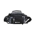 Impulse Blue Bum Bag Fanny Pack for Hiking Travel Camping Running Sports Outdoors Polyester Money Belt with Adjustable Strap Waist Bag for Men and Women (Black)