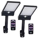 Adowan LED Solar Outdoor Lights with Motion Sensor, 3 Lighting Modes Flood Lights with Remote Control, Waterproof Night Security Light for Garage Garden Street Shed Yard (2 Pack)