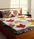 RD TREND King Size Microfiber Cotton Feel 210Tc All Over Elastic Fitted Double Bedsheet(72x78x8 Inch) with 2 Pillow Covers, Color-Cream,Pattern-Floral