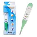 Ozocheck Digital Thermometer with Flexible Tip | Fever Alarm & Beep Function | Waterproof & 10 Seconds Fast Reading for Kids & Adults (White), stainless steel