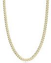Miabella Italian Solid 18k Gold Over 925 Sterling Silver 3.5mm Diamond Cut Cuban Link Curb Chain Necklace for Women Men, Made in Italy, Sterling Silver, No Gemstone