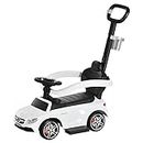 Aosom 3 in 1 Kids Ride on Push Car Stroller Sliding Walking Car for Toddler with Underneath Storage, Horn, Music, Working Steering Wheel, White