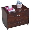 RAJ HANDICRAFT Solid Wood Bedside Table for Bedroom | Handmade Pure Wooden Bed Side Nightstand End Table with 2 Drawers Storage for Home & Bed Room