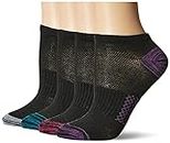 Hanes Women's Lightweight Breathable No Show Socks 6 Pair Pack, Black/Grey Accent Design, Shoe Size: 5-9