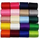 1-1/2 Inch Wide Solid Color Double Sided Polyester Satin Ribbon 20 Colors X 2 Yard Each Total 40 Yds Per Package