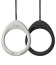 Ringke Finger Ring Strap Silicone Smartphone Grip Lanyard Holder [2 Pack] with Anti-Slip Mount Function Compatible with Phone Cases, Keys, Cameras, and More - Black & Light Gray