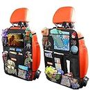 Car Backseat Organizer for Kick Mat, Extended Size and Larger Pockets Car Back Seat Protector with 11.5" Screen Tablet Holder + 19 Storage Pockets for Toy Bottle Tissue Box Travel Accessories (2 Pack)