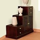 ROUNDHILL Sheesham Wood Shoe Rack Cabinet With Drawer Furniture For Living Room (Mahogany Finish), Brown