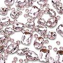 130 pcs (30 Regular +100 Small) Mixed Sew on Rhinestone Claw Crystal Rhinestones for DIY Craft, Jewelry Making,Clothing Accessory (Pink)