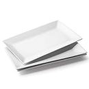 DOWAN 14" Serving Platter, Large White Serving Platters, Serving Platters and Trays for Parties,Rectangle Serving Tray Serving Dishes for Entertaining, Christmas, Party, Appetizers, Set of 3, White
