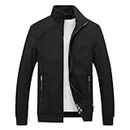 Lamgool Mens Lightweight Jackets Light Windbreaker Casual Flight Jackets Spring Fall Active Coat Outwear(Black,M)