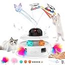 Ficuok 5 in 1 Interactive Cat Toys, Interactive Cat Toys for Indoor Cats, Automatic Kitten Toys, Fluttering Butterfly Toy for Pets Chase and Exercise