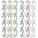 Wobe 30 Pack of 2inch Carabiner Clip with 30pcs Keyrings, Aluminum Carabiners Clip D-Ring Spring Loaded Gate Small Keychain Mini Lock Hooks Spring Snap Link Key Chain Multicolor D Shape