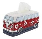 BRISA VW Collection - Volkswagen Neoprene Cosmetic Napkin Dispenser Paper Tissue Box for Bathroom in T1 Bus Design (Hibiscus/Red)