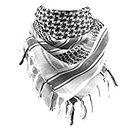 LORJE 100% Cotton Scarf Arab Tactical Desert Thickened Scarf Wrap for Women and Men (BLACK&WHITE)