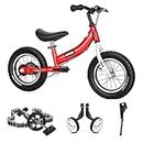 Balance Bike 2 in 1 for Kids 2 3 4 5 6 7 Years Old,Balance to Pedals Bike,12 14 16 inch Kids Bike,with Pedal kit,Training Wheels,Brakes (16 inch, Red)
