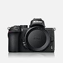 Nikon Z50 Mirrorless Camera Body Only with Additional Battery & 64 GB SD Card, Optical Zoom, Black