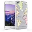 kwmobile Custodia Compatibile con Apple iPhone 6 / 6S - Cover Silicone TPU - Protezione Back Case - Mappa del mondo nero/multicolore/trasparente