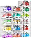 Unique Impression 16 Pack Shoe Storage Box Large Size- Clear Stackable Boxes - Plastic Trainer Storage Boxes - Transparent Shoe Display Containers - Fits Up To UK 11 size men’s
