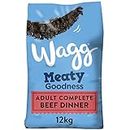 Wagg Meaty Goodness Complete Dry Adult Dog Food Beef Dinner 12kg - Meaty Ingredients Come 1st
