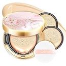 CATKIN Blossom BB Cream Air Cushion Foundation Buildable Coverage Moist Natural Sheer Finish Face Makeup with 2 Refills Beige (C01 Light Beige)