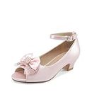 DREAM PAIRS Girls Shoes Flats Wedding Party Open-Toe Low Heel Mary Jane Shoes,Size 1,Pink,SDFL2212K