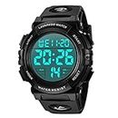 A ALPS Mens Digital Watch - Sports Military Watches 50M Waterproof Outdoor Chronograph Military Wrist Watches for Men with LED Back Light/Alarm/Date/Shockproof