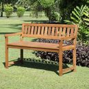 Beachcrest Home™ Zanna Wooden Acacia Garden Outdoor Bench Wood/Natural Hardwoods in Brown/White | 30 H x 45 W x 20.28 D in | Wayfair