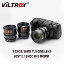 Viltrox 23mm 33mm 56mm T1.5 Cinema Lens Manual Focus Prime for Sony E M43 Mount