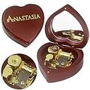 SOFTALK Solid Heart-Shaped Music Box Retro Music Box Christmas Birthday and Valentine's Day Gifts for Boy and Girl Friends (Wine Red Box, Tune : Anastasia-Once Upon A December)