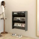 NNEVL Wall Shoe Cabinet High Gloss Grey 80x18x90 cm Chipboard