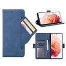 GoshukunTech Case for Samsung S21,for Galaxy S21 5G Wallet Case[ 5 Card Slots Leather Wallet ] Soft TPU Inner Case Flip Cover Stand Feature Compatible with Samsung Galaxy S21/S21 5G-Navy Blue