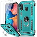 MERRO for Galaxy A20 Case with Screen Protector,Galaxy A30 Cover Pass 16ft Drop Test Military Grade Shockproof Protective Phone Case with Magnetic Kickstand for Samsung Galaxy A20/A30 Turquoise