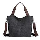 Hobo Handbags, DOURR Canvas Crossbody Bags for women Fashion Crossover Purse Cotton Shoulder Bag (Black-01)