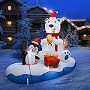 BLOOMWIN Christmas Inflatables Outdoor Decorations Polar Bear and Penguin Fishing 6ft, Christmas Blow Up Yard Decorations Lighted Decor Xmas for Garden Lawn Patio