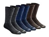 Dickies Men's Dri-tech Moisture Control Crew Socks Multipack, Grey/Blue/Brown (6 Pairs), Shoe Size: 12-15